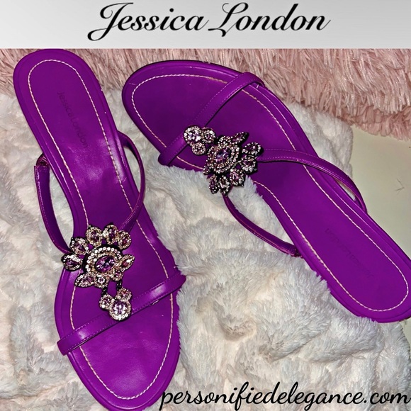 Jessica London Purple Crystal Heeled Sandals Size 11M RARE & HTF - Picture 16 of 16